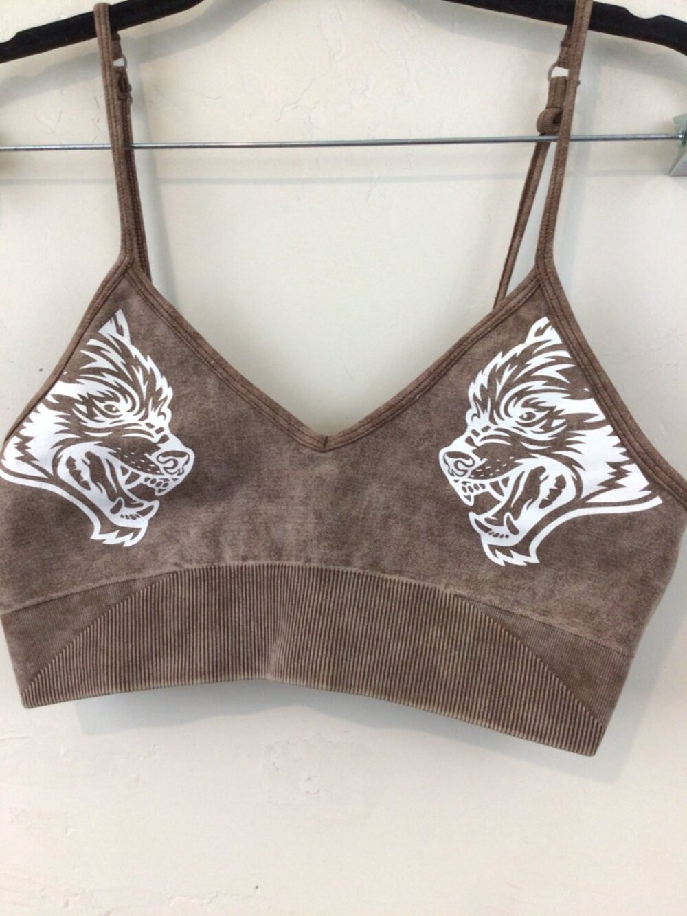 Darc Sport Wolf She Edition Halter Sports Bra Brown Animal Women's Size M